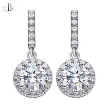 Cargar imagen en el visor de la galería, Aretes de plata punto de luz colgante con cristales Swarovski