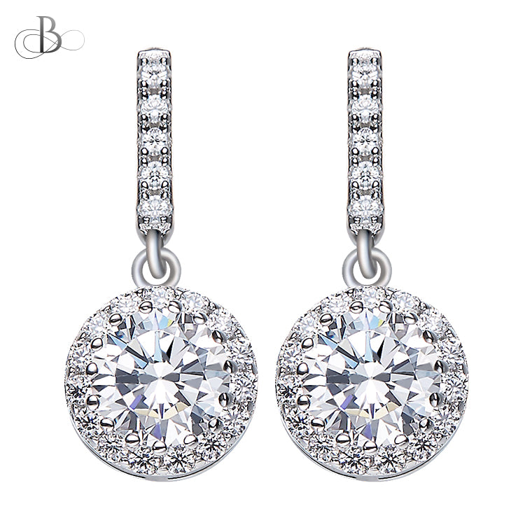Aretes de plata punto de luz colgante con cristales Swarovski