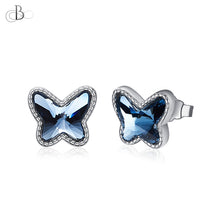 Cargar imagen en el visor de la galería, Aretes mariposas de plata con cristales Swarovski