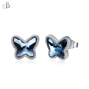 Aretes mariposas de plata con cristales Swarovski