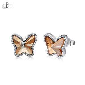 Aretes mariposas de plata con cristales Swarovski