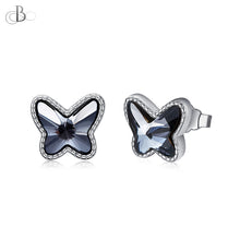 Cargar imagen en el visor de la galería, Aretes mariposas de plata con cristales Swarovski