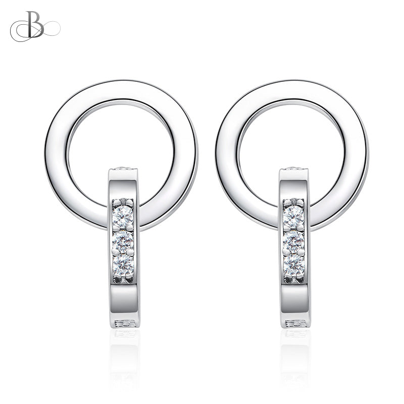 Aretes de plata eslabones mixtos con cristales Swarovski