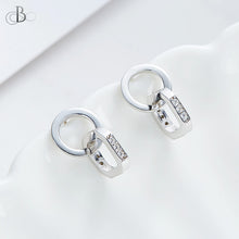 Cargar imagen en el visor de la galería, Aretes de plata eslabones mixtos con cristales Swarovski