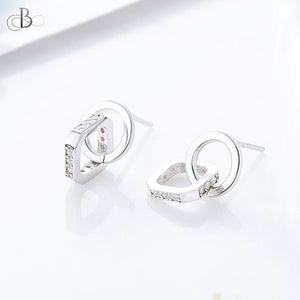Aretes de plata eslabones mixtos con cristales Swarovski