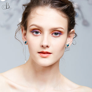 Aretes de plata colibrí con cristales Swarovski