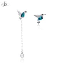 Cargar imagen en el visor de la galería, Aretes de plata colibrí con cristales Swarovski