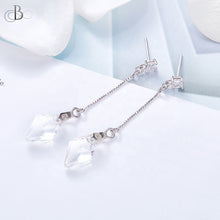 Cargar imagen en el visor de la galería, Aretes rombo de plata colgante con cristales Swarovski