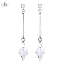 Cargar imagen en el visor de la galería, Aretes rombo de plata colgante con cristales Swarovski
