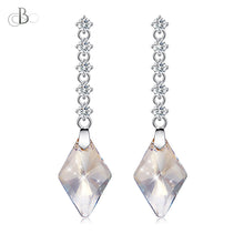 Cargar imagen en el visor de la galería, Aretes colgantes de plata con zirconia y cristales Swarovski