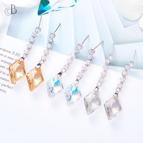 Aretes colgantes de plata con zirconia y cristales Swarovski