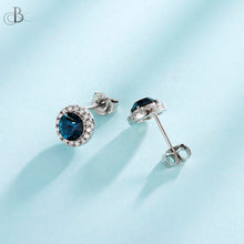 Cargar imagen en el visor de la galería, Aretes de plata punto de luz enmarcado con cristales Swarovski