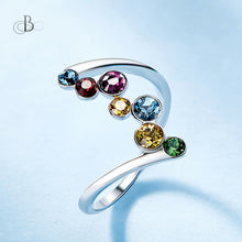 Cargar imagen en el visor de la galería, Anillo de plata multicolor con cristales Swarovski