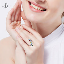 Cargar imagen en el visor de la galería, Anillo de plata multicolor con cristales Swarovski