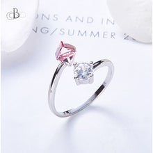Cargar imagen en el visor de la galería, Anillo de plata puntos de luz y color rosa con cristales Swarovski