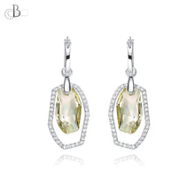 Cargar imagen en el visor de la galería, Aretes cristal colgante color topacio con cristales Swarovski