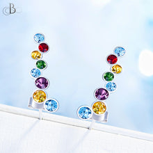 Cargar imagen en el visor de la galería, Aretes trepadores multicolores de plata con cristales Swarovski