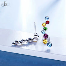 Cargar imagen en el visor de la galería, Aretes trepadores multicolores de plata con cristales Swarovski
