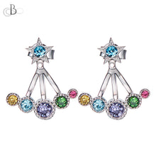 Cargar imagen en el visor de la galería, Aretes multicolor de plata con cristales Swarovski