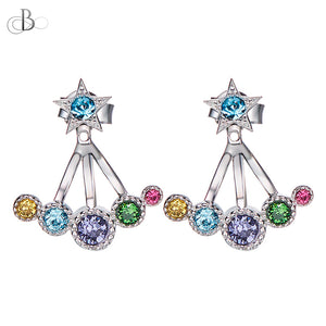 Aretes multicolor de plata con cristales Swarovski