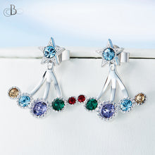 Cargar imagen en el visor de la galería, Aretes multicolor de plata con cristales Swarovski