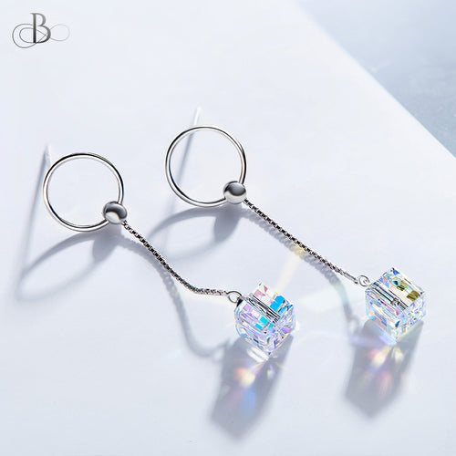 Aretes cubos aurora boreal de plata colgantes con cristales Swarovski