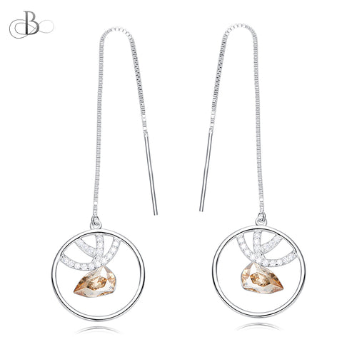 Aretes colgantes de plata ciervo con cristales Swarovski