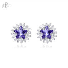 Cargar imagen en el visor de la galería, Aretes de plata estrella color cobalto con cristales Swarovski