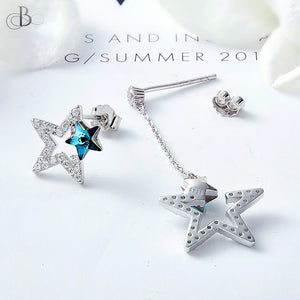 Aretes colgantes de estrella brillante con cristales Swarovski