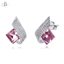 Cargar imagen en el visor de la galería, Aretes corte esmeralda de plata con cristales Swarovski