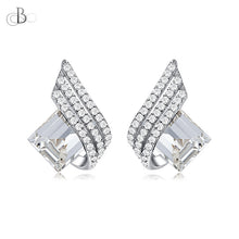 Cargar imagen en el visor de la galería, Aretes corte esmeralda de plata con cristales Swarovski