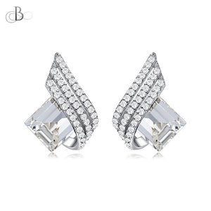 Aretes corte esmeralda de plata con cristales Swarovski