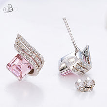 Cargar imagen en el visor de la galería, Aretes corte esmeralda de plata con cristales Swarovski