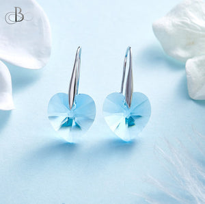 Aretes de plata corazones de colores con cristal Swarovski