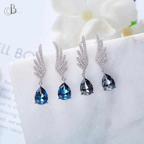 Aretes de plata alas de ángel con cristales Swarovski
