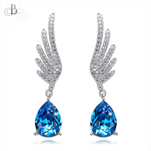 Aretes de plata alas de ángel con cristales Swarovski