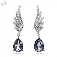 Cargar imagen en el visor de la galería, Aretes de plata alas de ángel con cristales Swarovski