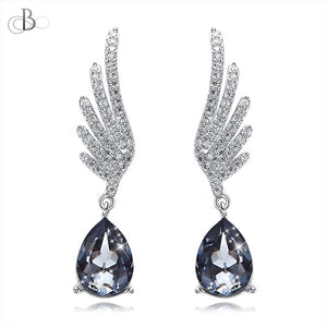 Aretes de plata alas de ángel con cristales Swarovski