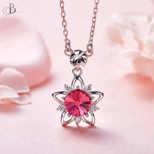 Cargar imagen en el visor de la galería, Collar de plata flor brillante con cristales Swarovski