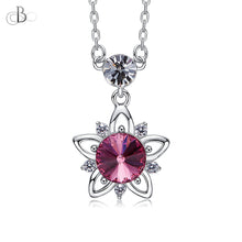 Cargar imagen en el visor de la galería, Collar de plata flor brillante con cristales Swarovski