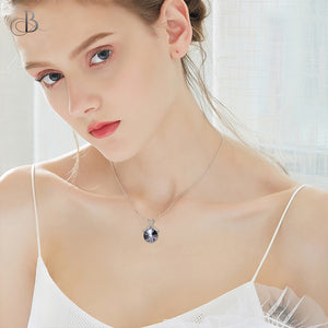 Collar de plata punto de luz en color grafito con cristales Swarovski