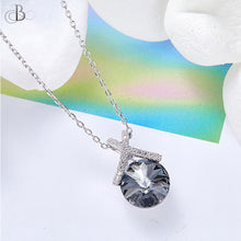 Cargar imagen en el visor de la galería, Collar de plata punto de luz en color grafito con cristales Swarovski
