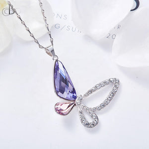 Collar de plata mariposa con cristales Swarovski y cadena de plata