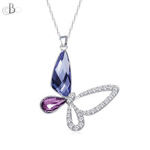 Cargar imagen en el visor de la galería, Collar de plata mariposa con cristales Swarovski y cadena de plata