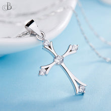 Cargar imagen en el visor de la galería, Collar de plata cruz de plata con cristales Swarovski
