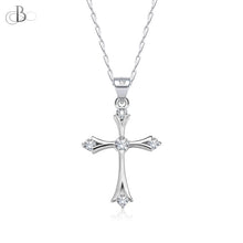 Cargar imagen en el visor de la galería, Collar de plata cruz de plata con cristales Swarovski