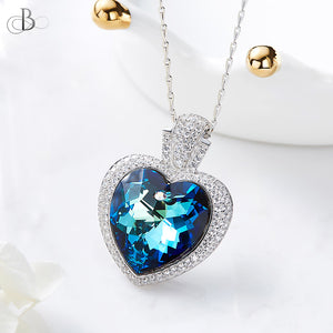 Collar corazón azul zafiro con cristales Swarovski