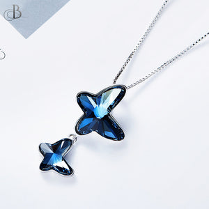 Collar de plata mariposas azules con cristales Swarovski