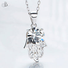 Cargar imagen en el visor de la galería, Collar Hamsa de plata con cristal Swarovski