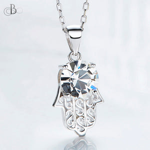 Collar Hamsa de plata con cristal Swarovski